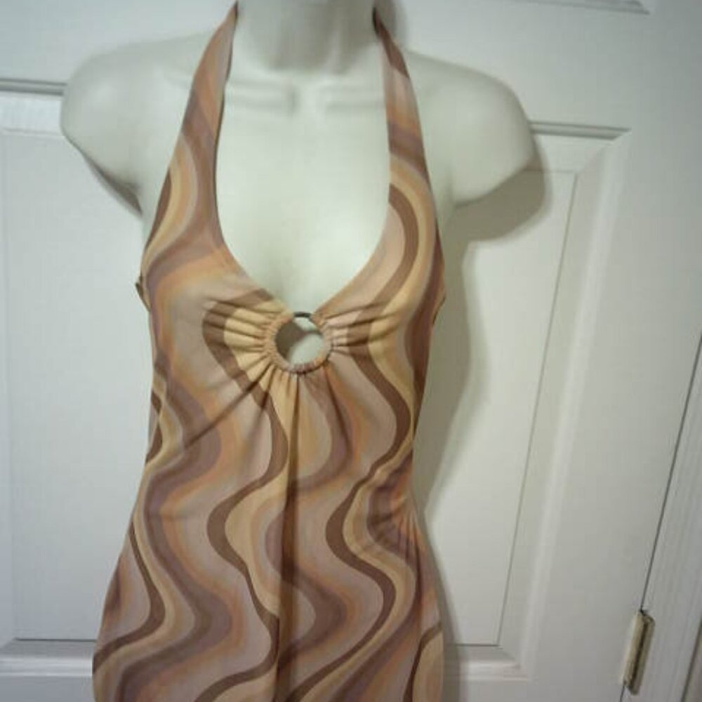 CUTE SO GOODS FOR LIFE SIZE M JRS. HALTER MINI DRESS O RING JEWELRY BUST AREA 👩